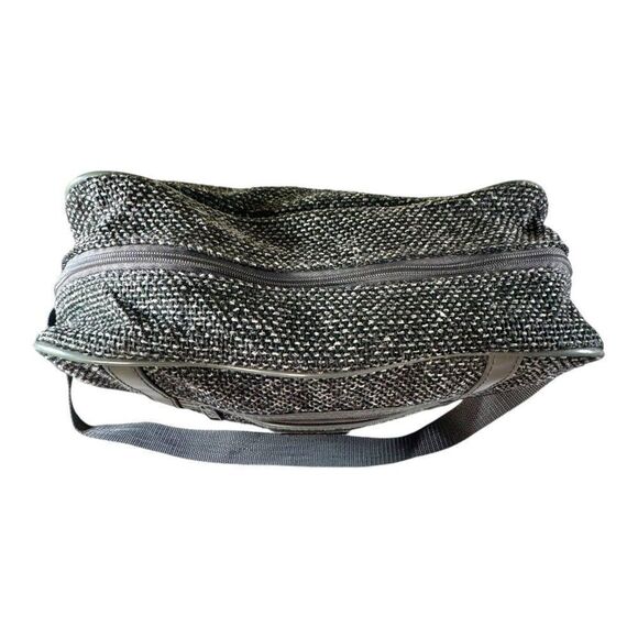 Oscar De La Renta Gray Tweed Shoulder Bag 48 Hour Weekender Travel Carry On - Picture 4 of 8